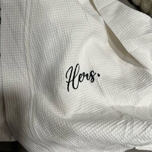 White Waffle Weave 'Hers and His' bathrobes